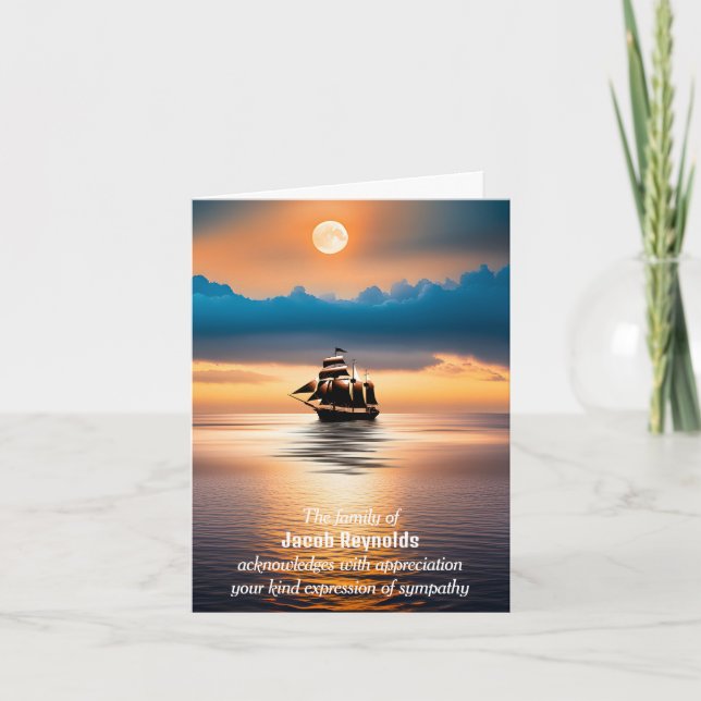 Cartão Navio no mar por sua simpatia (Frente)