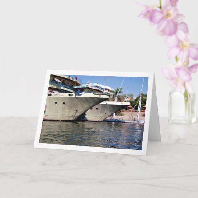 Cartão Navios Egípcios no Rio Nilo, Luxor (Orquídea)