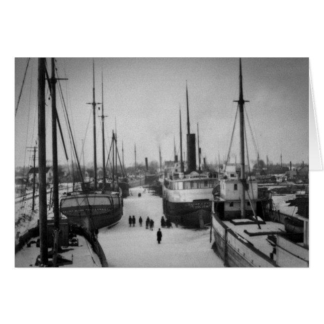 Cartão Navios no Belle River Marine City Michigan (Frente Horizontal)