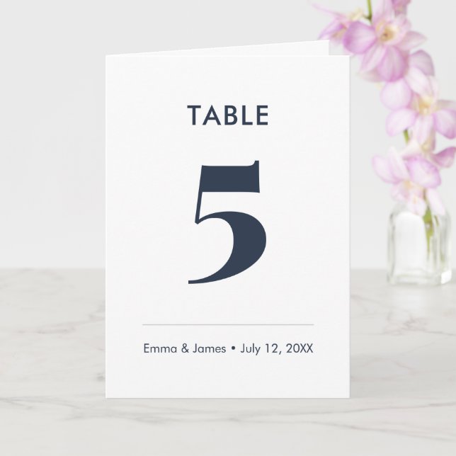 Cartão Navy Ampersand | Número da Mesa (Dobrado) (Orquídea)
