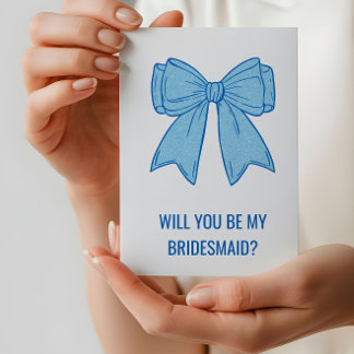 Cartão Navy + Blue Faux Glitter Wedding Party Proposal