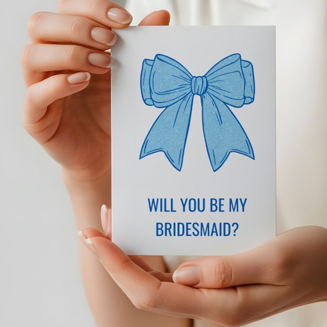 Cartão Navy + Blue Faux Glitter Wedding Party Proposal (Criador carregado)