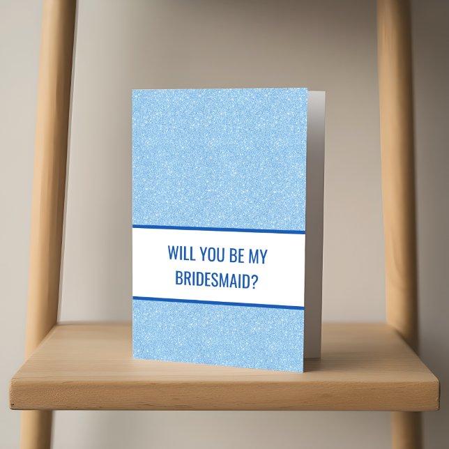 Cartão Navy + Blue Faux Glitter Wedding Party Proposal (Criador carregado)