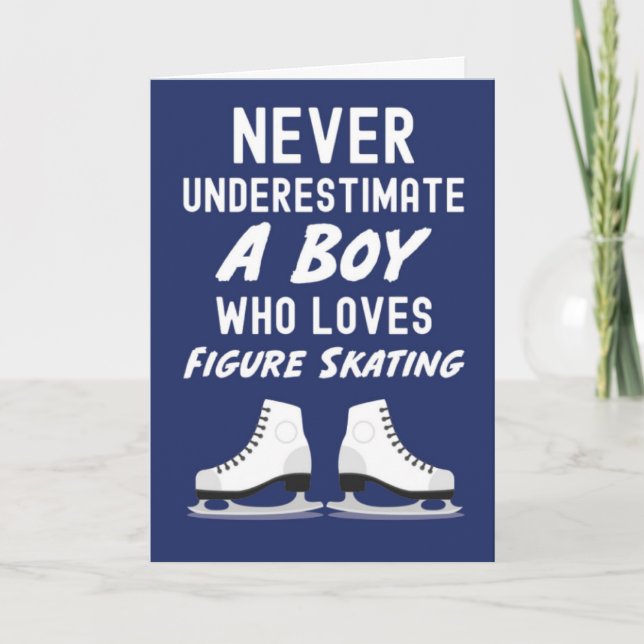Cartão Navy Blue Figure Skating Cards For Baby Boys Kids (Frente)