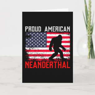 Cartão Neandertal Americano Orgulhoso   Pavilhão EUA e P