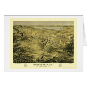 Cartão Negaunee, mapa panorâmico do MI - 1871