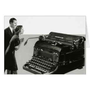 Cartão Negócios Antigos, Máquina de Escrever Manual de Es