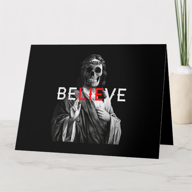Cartão Negra Anticristo Jesus Crânio Acredita Satã Em (Frente)
