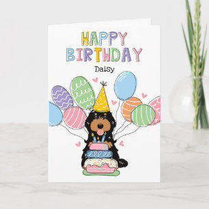 Cartão Negra Branca Cockapoo Cão Cavapoo Feliz Aniversári