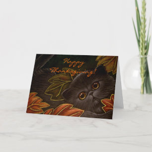 Cartão NEGRO KITTEN CAT THANKSGIVING