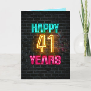 Cartão Neon assine brick para aniversário de 41 ruas