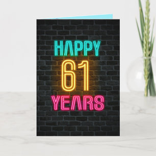 Cartão Neon assine brick para aniversário de 61 ruas
