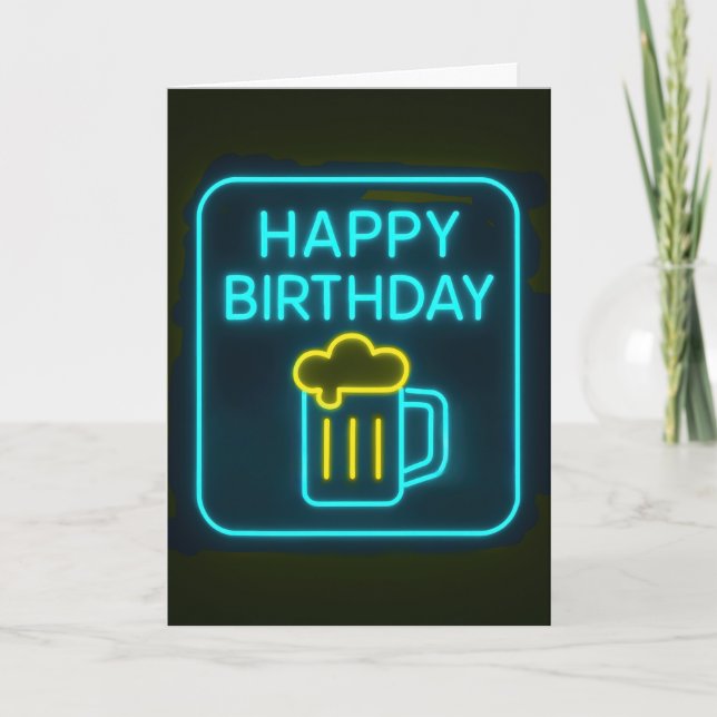 Cartão Neon Birthday Beer Sinal (Frente)