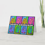 Cartão Neon Chanukah - paisagem<br><div class="desc">Cartão Neon Chanukah - paisagem com dentro de mensagem feliz. Pode ser personalizado e personalizado!</div>