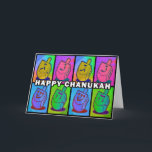 Cartão Neon Chanukah - paisagem<br><div class="desc">Cartão Neon Chanukah - paisagem com dentro de mensagem feliz. Pode ser personalizado e personalizado!</div>