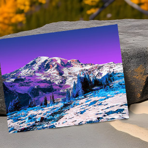 Cartão Neon Pink Purple Mountain Mt. Rainier Washington
