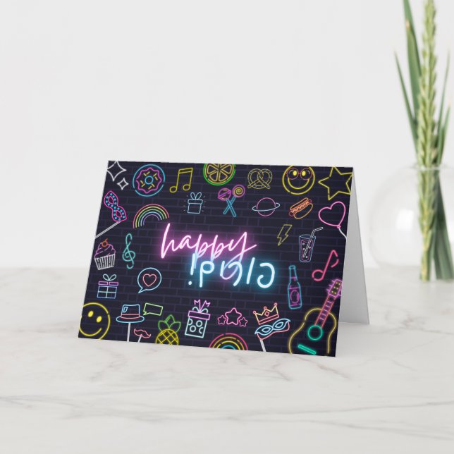 Cartão Neon Purim (Frente)