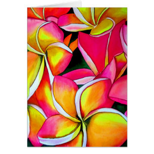 Cartão Neon rosa Frangipani Plumeria Flores de arte em pr