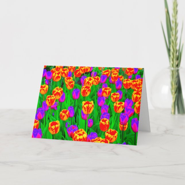 Cartão Neon Tulips Happy Birthday (Frente)