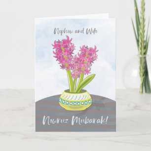Cartão Nephew and Wife Norooz Hyacinths on Table