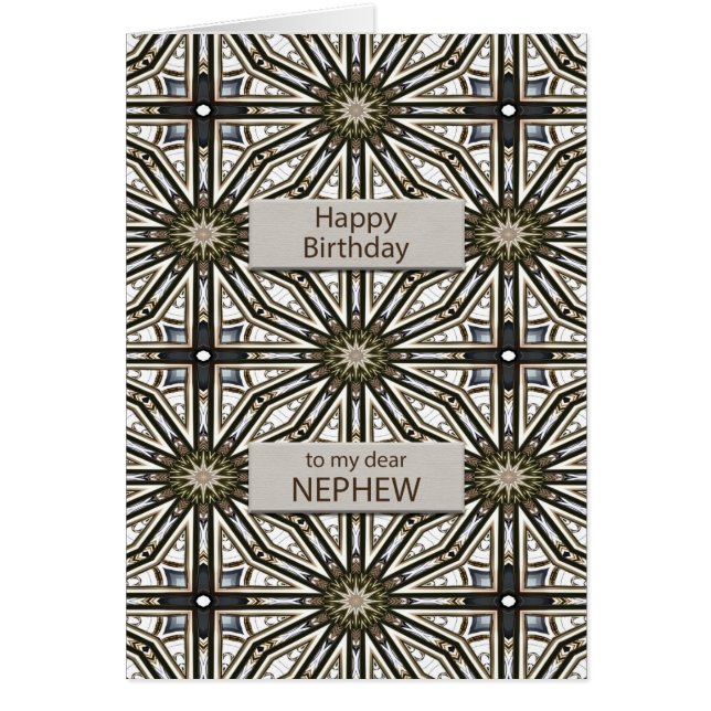 Cartão Nephew Birthday Abstrato Mandala Design (Frente)