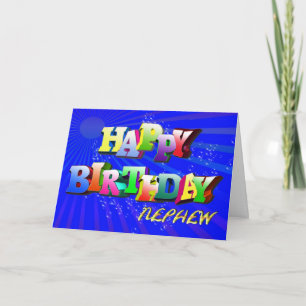Cartão Nephew Bright letters and bubbles birthday card