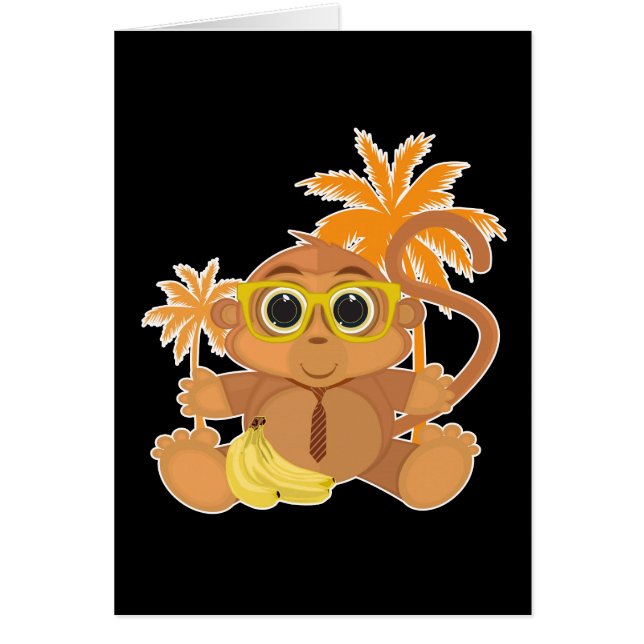 Cartão Nerd de macaco - Preto (Frente)