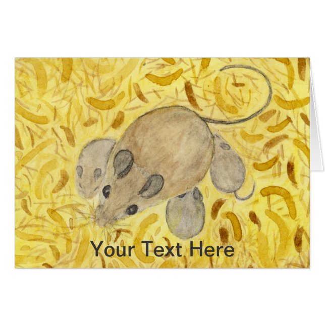 Cartão Nest Watercolor do Rato (Frente Horizontal)