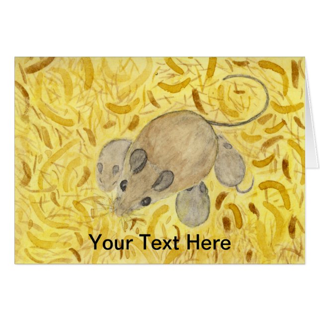 Cartão Nest Watercolor do Rato (Frente Horizontal)