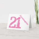 Cartão Neta, aniversário de 21 anos, branco e rosa<br><div class="desc">Um fundo branco que caracteriza o texto cor-de-rosa,  neste cumprimento do aniversário de 21 anos para alguns refrigera a neta. Meus cumprimentos engraçados da mente.</div>
