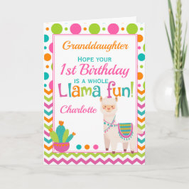 Cartão neta divertida de primeiro aniversario Cute Llama