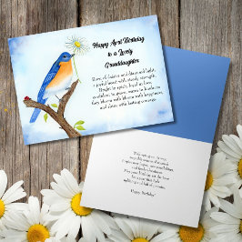 Cartão Neta Feliz Aniversário de Abril com Pássaro Azul