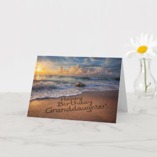 Cartão Neta Feliz Aniversário Praia e Oceano