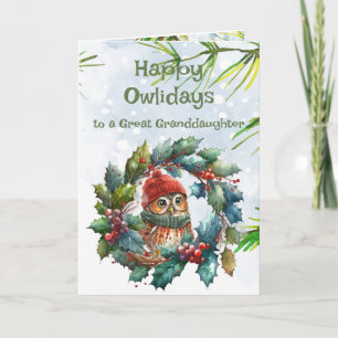 Cartão Neta Natal Coruja Animal Vida Selvagem Natureza