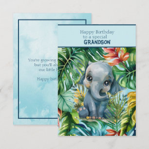 Cartão Neto Especial de Elefante Bebê Feliz Aniversário
