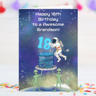 Cartão Neto Feliz Aniversário de 18 anos Astronauta com E