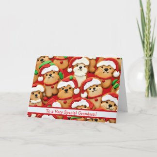 Cartão Neto Natal Bonito e Divertido Cachorro de Biscoito