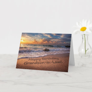 Cartão Neto por casamento Feliz Aniversário Praia 