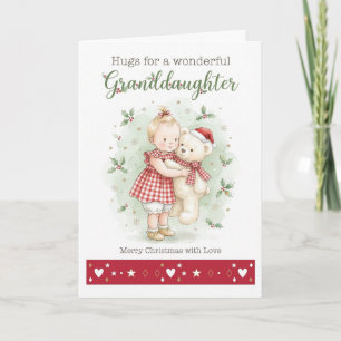 Cartão Netos Abraços de Natal Aquarela Teddy