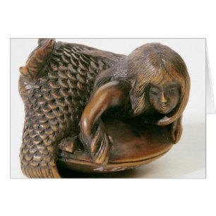 Cartão Netsuke cinzelou na forma de uma sereia