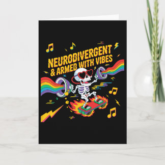 Cartão Neurodivergent Armed With Vibes Skeleton Skateboar