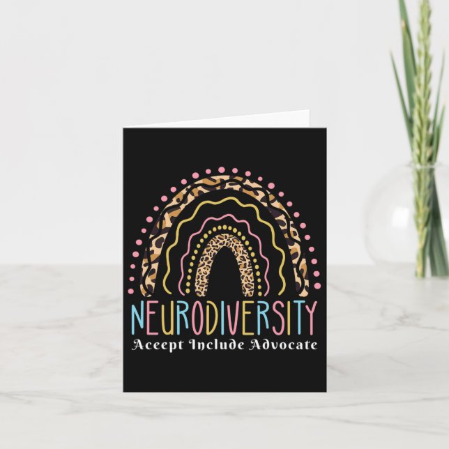 Cartão Neurodiversity Rainbow Accept Advocate Autismo Do  (Frente)