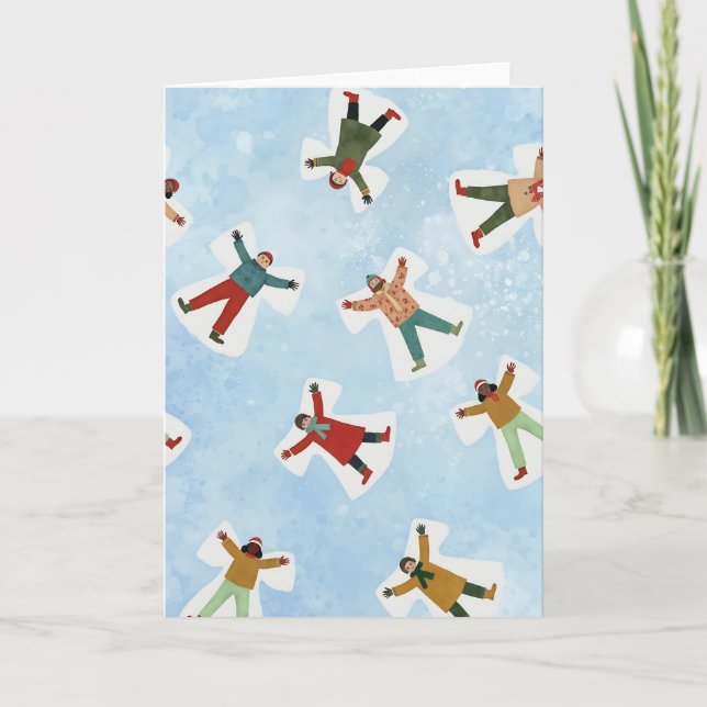 Cartão Neve Angel Winter Christmas Watercolor (Frente)