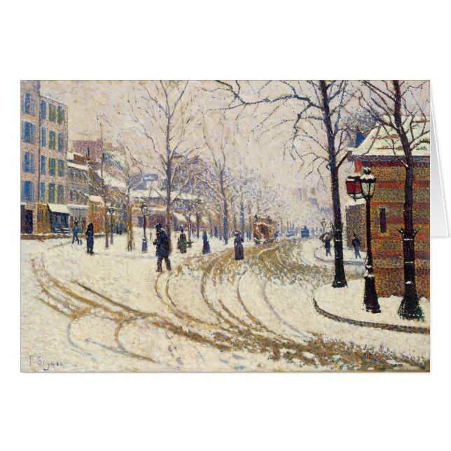 Cartão Neve, Boulevard de Clichy, Paris por Paul Signac (Frente Horizontal)
