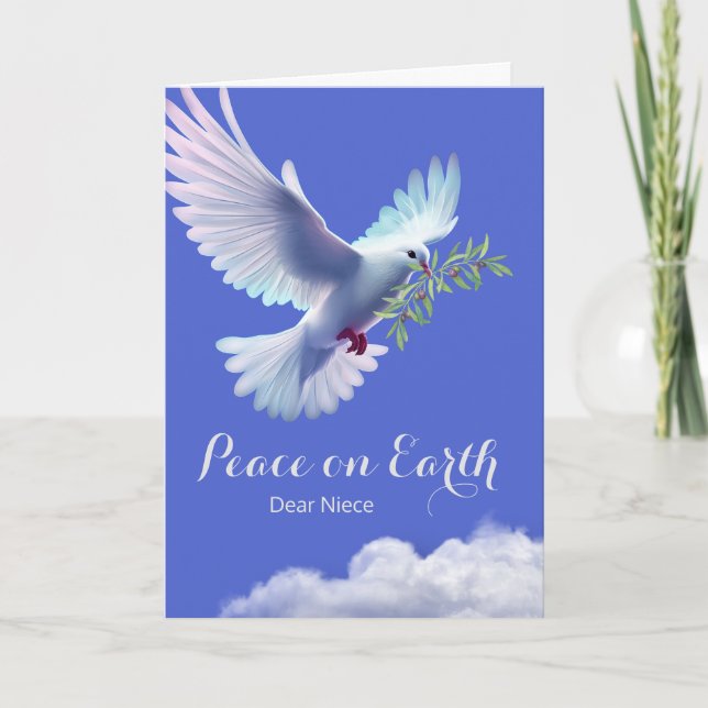 Cartão Neve Christmas Peace Dove Olive Branch (Frente)