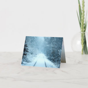 Cartão Neve de Natal nas Trilhas de Trem