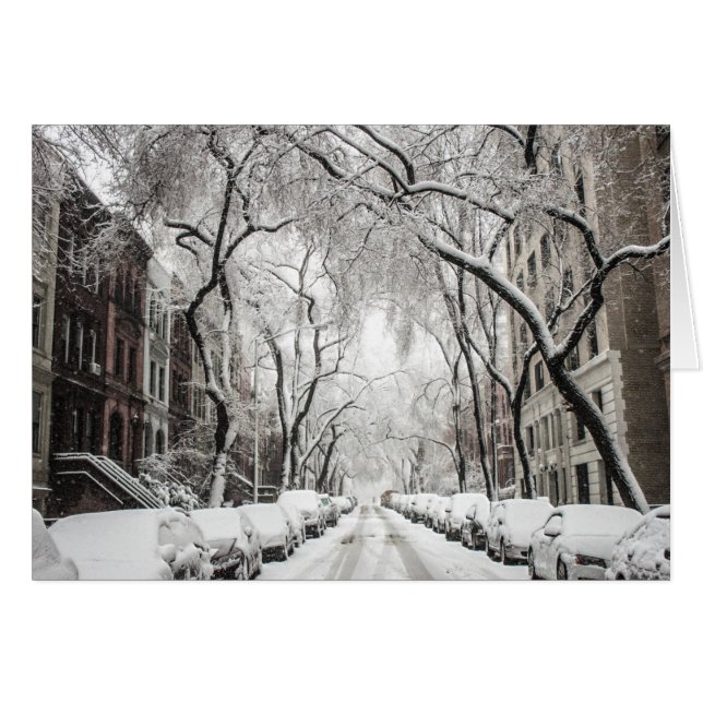 Cartão Neve de Natal Urbana no Brooklyn NY (Frente Horizontal)