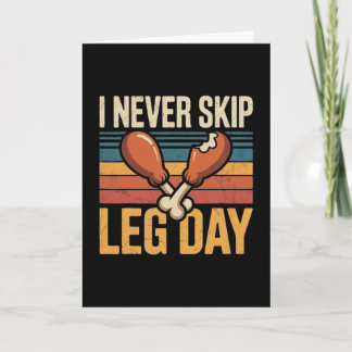 Cartão Never Skip Leg Day Funny Turkey Retro 