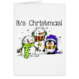 Cartão Neves e Pinguins É Natal