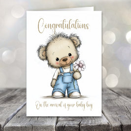 Cartão New Baby Boy Congratulations Teddy Bear Card